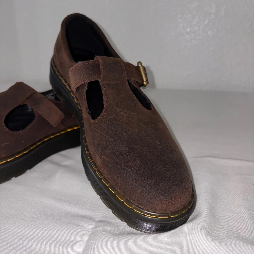 Dr. martens Zavala leather dark brown Zavala Mary Jane T bar shoes size 10 new - Picture 2 of 9